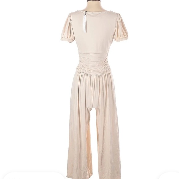 Susana Monaco Gathered Jumpsuit Wide Leg Blanched Almond M - Picture 4 of 5